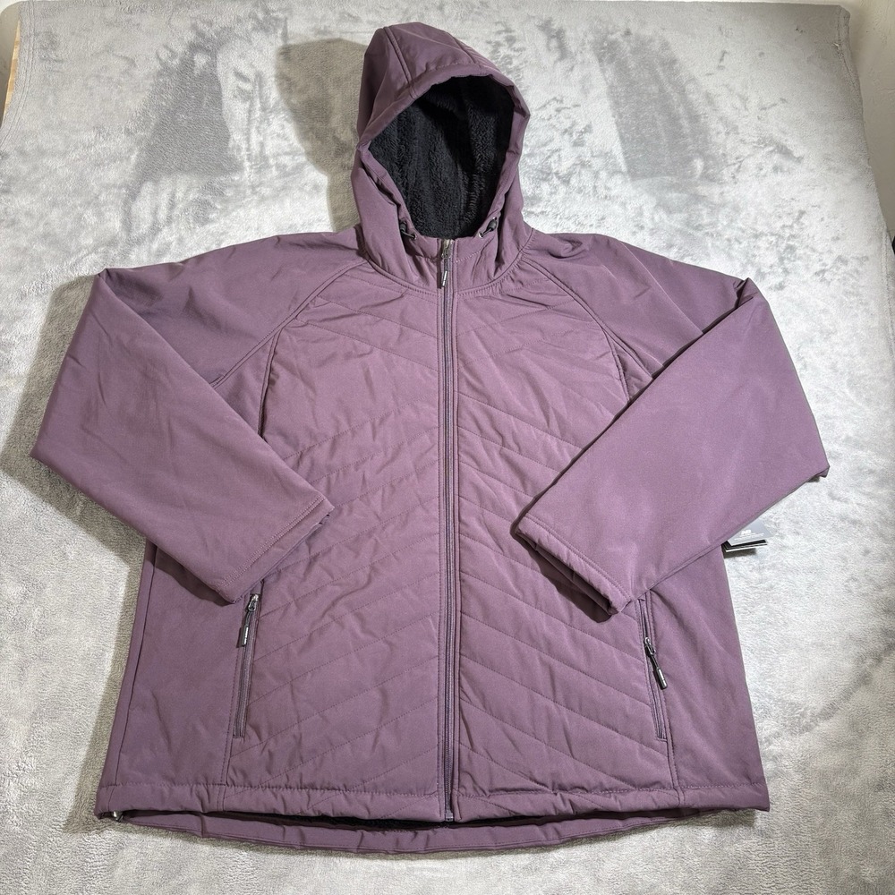 NWT New Balance Women's Sherpa Lined Softshell Hooded Jacket Size 3XL Purple